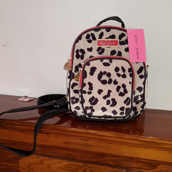 Betsey Johnson Leopard Print Mini Convertible Backpack - Picture 2 of 10